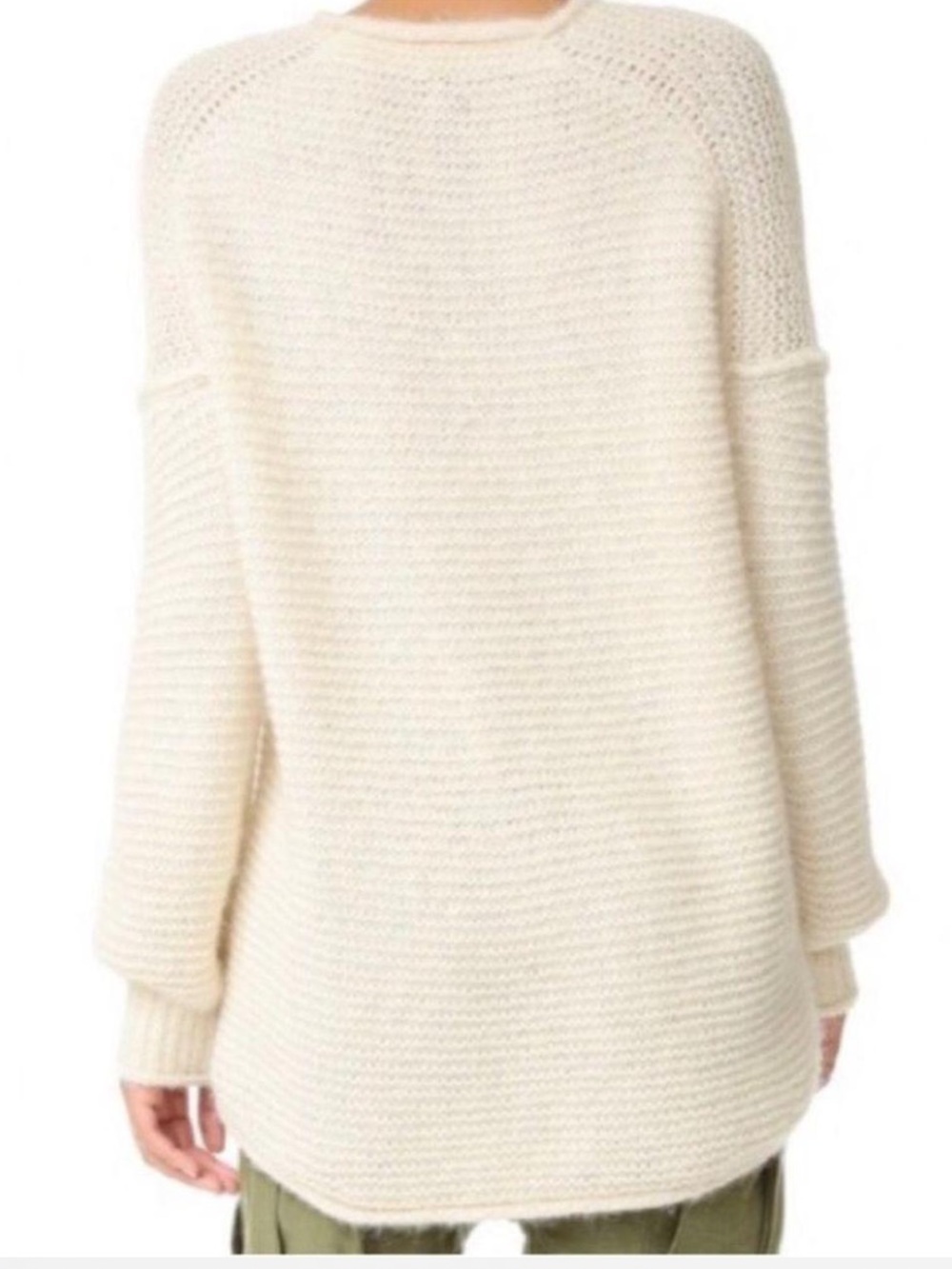 Free People Cream Chunky V-Neck Pullover - Picture 3 of 3